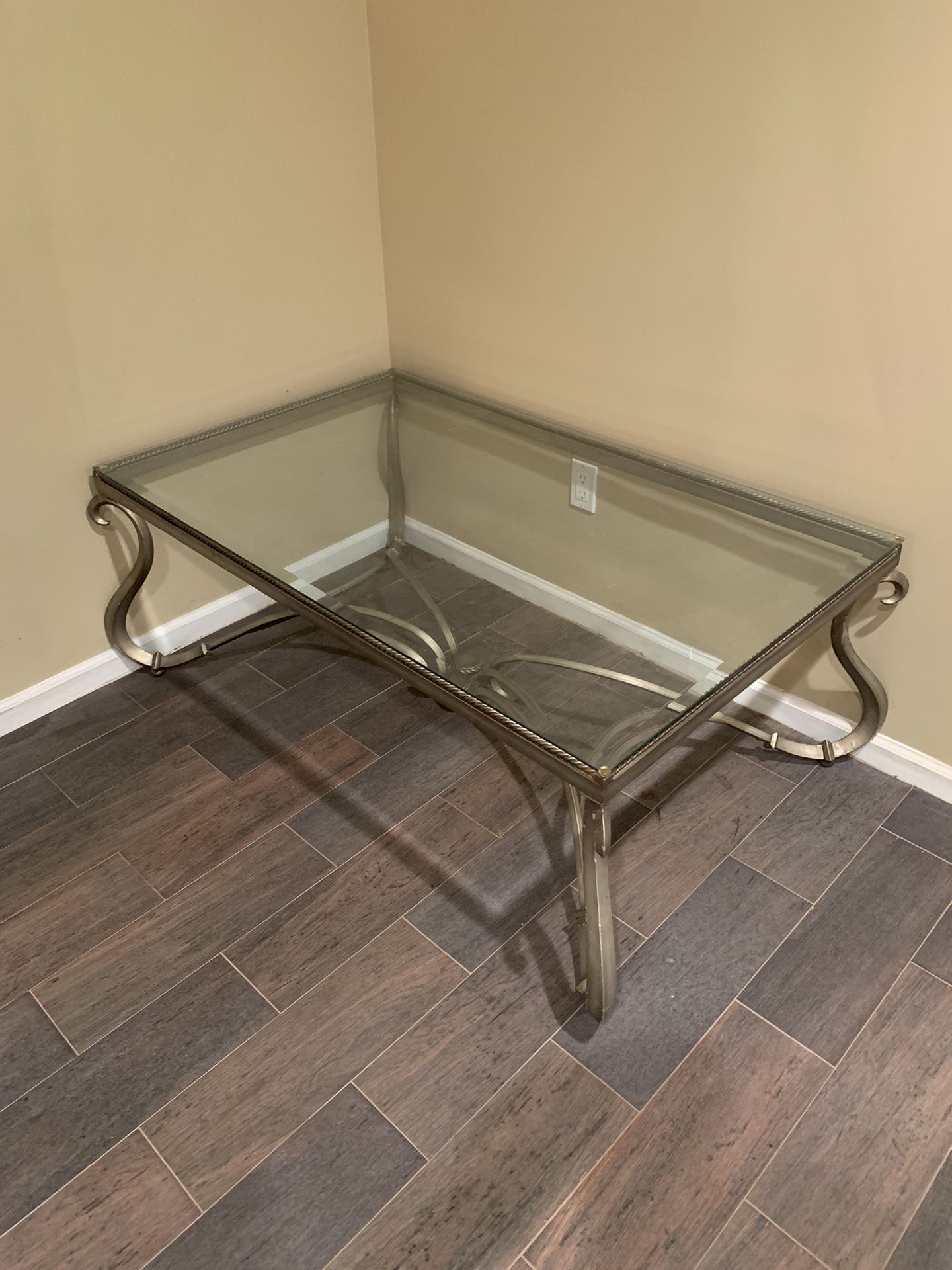 Glass Coffee Table With Gold Frames