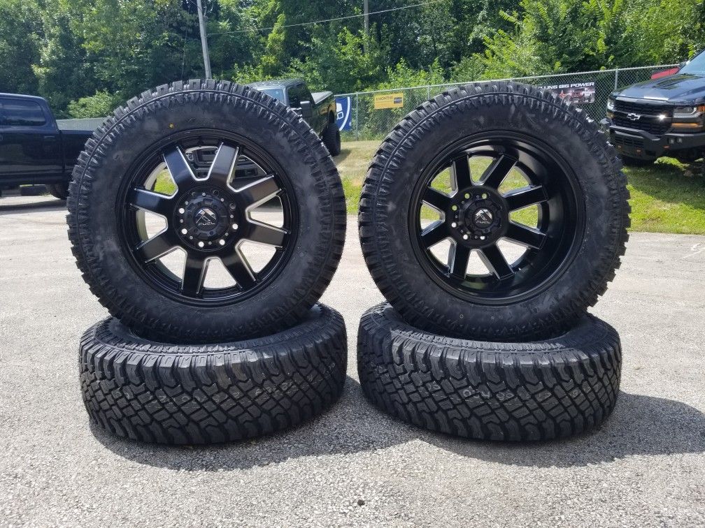 20in Fuel Maverick Dually Wheels with All Terrain Tires for all applicable Dually Trucks