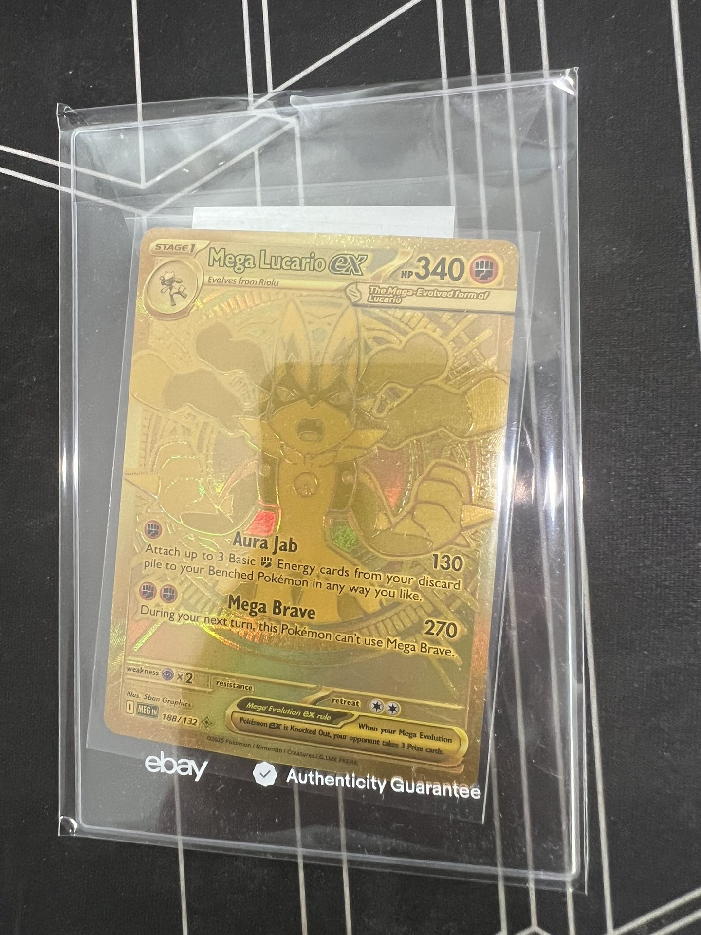 Pokemon TCG Mega Evolution Mega Lucario EX 188/132 Gold Mega Hyper Rare