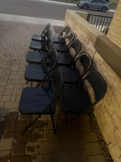 Black Metal Folding Chairs Set of 10