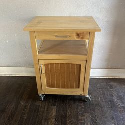 Wood rolling cart w/ drawer & cabinet