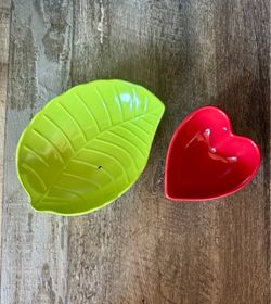 Leaf and Heart Shaped Decorative Dishes Set of 2