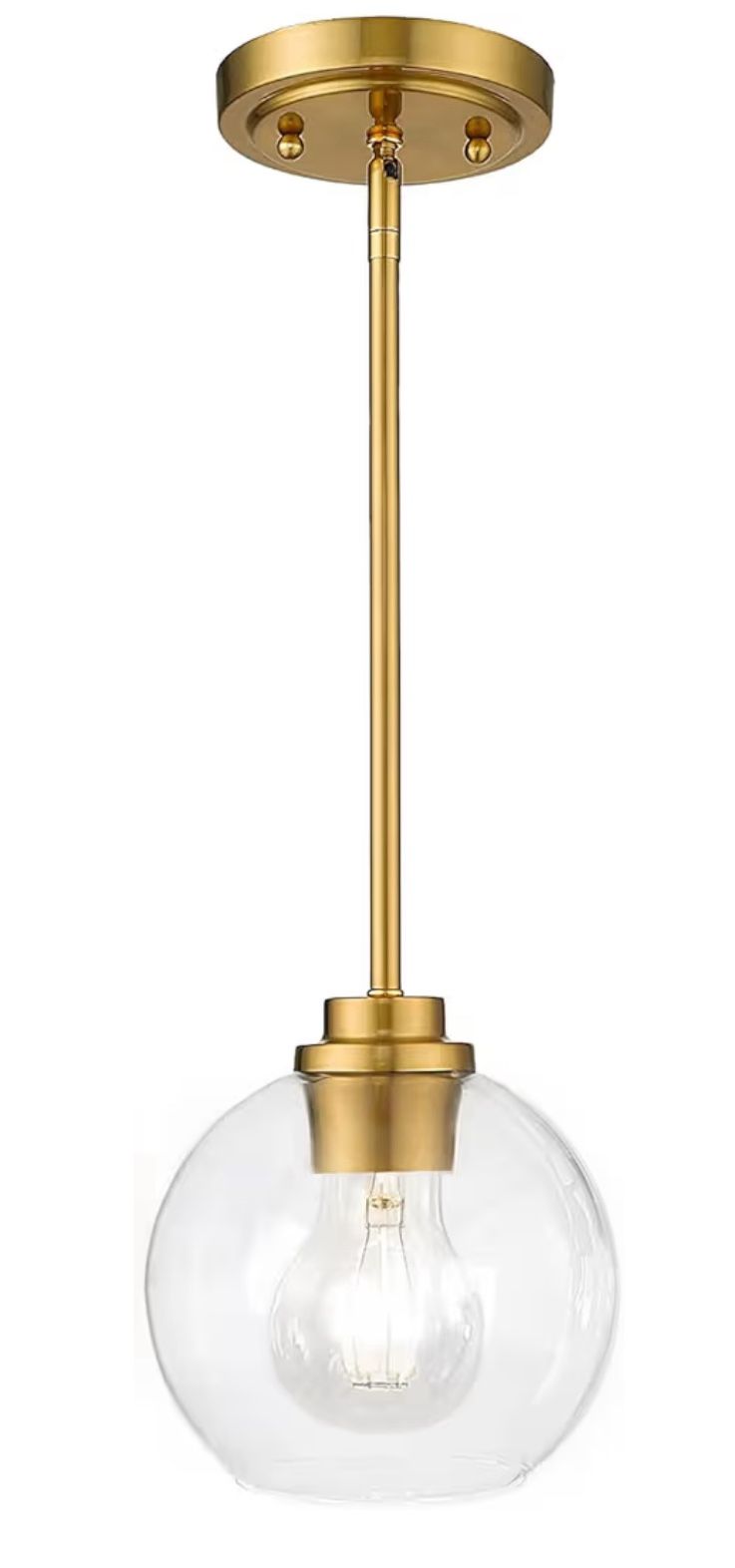 Globe Pendant Lights Farmhouse Gold Pendant Light Clear Glass Globe Shade Hanging Light Fixture Kitchen Island, Dining Room, Entryway, Adjustable, Ove