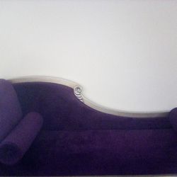 Purple Velvet Chaise Lounge Chair. 