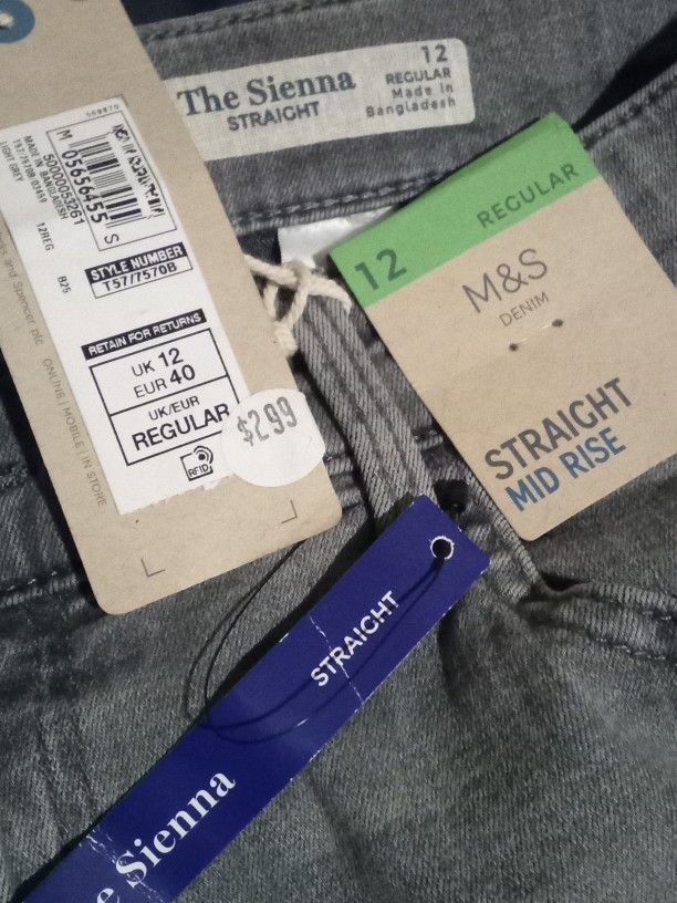 Regular Size12-M&S  Straight  -mid Rise  Jeans