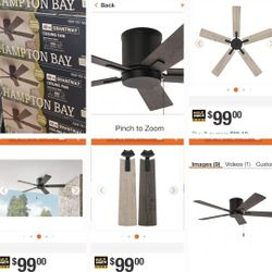 5 / 48" Size Hampton Bay  Indoor Outdoor  Ceiling Fan  Black Matte Negros Nuevos $59 Cada Uno