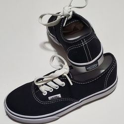 Vans Off the Wall Youth Lace Up Athletic Shoes Boys Girls Size 12 Kids Black White Sneakers