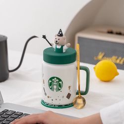 Starbucks cute mug with lid and spoon