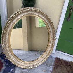 Oversized Impressively Sized Gilt Wood Oval Wall Mirror