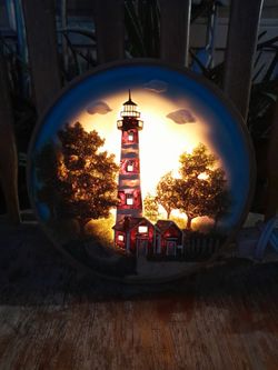 Lighted 3-D Lighthouse Accent Plate Lamp. (Nice) L@@K!