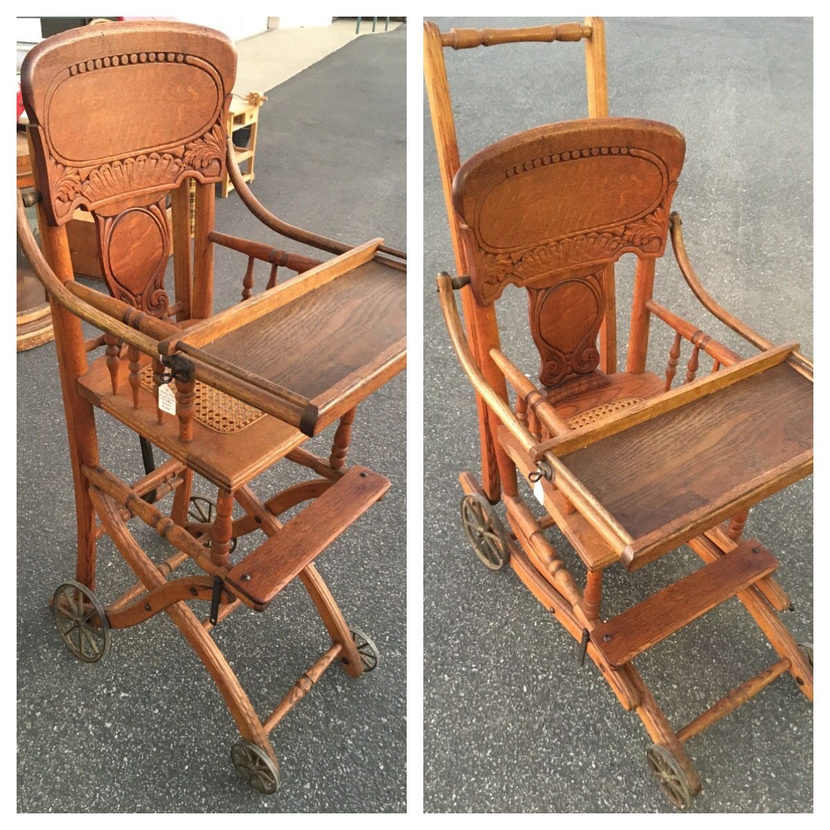 Antique High Chair Stroller Combo