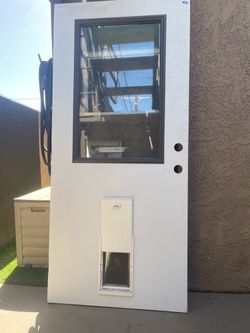 Exterior metal 80x36 door (doggy door and glass window)
