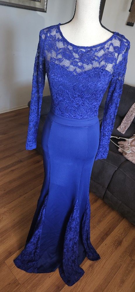 Royal Blue Mermaid Lace Dress