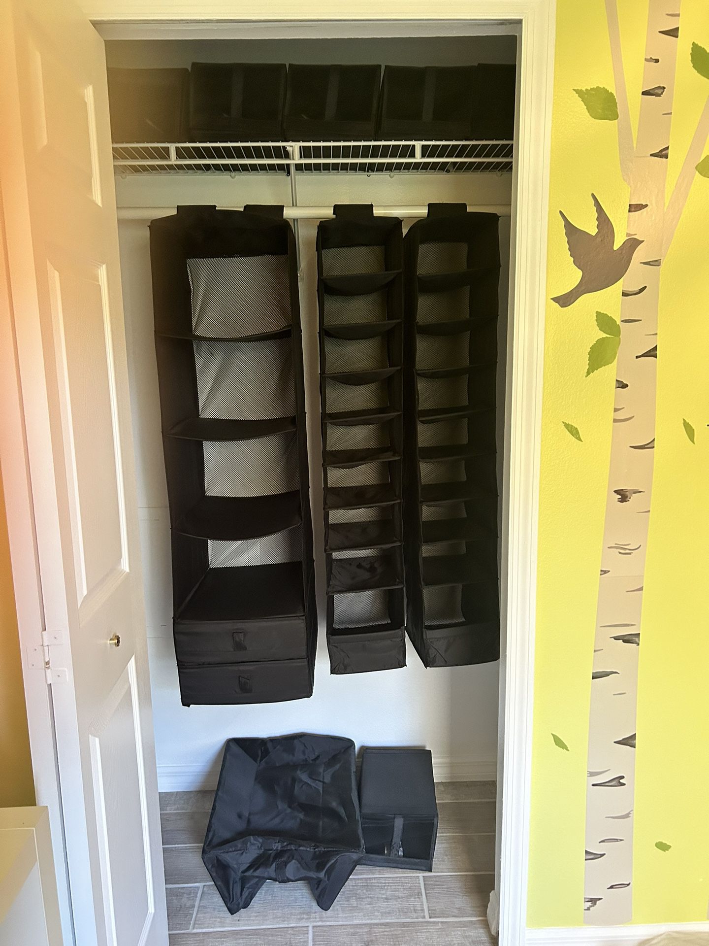 Ikea Black Closet Storage Set including Shoe Fabric Containers w/ velcro
