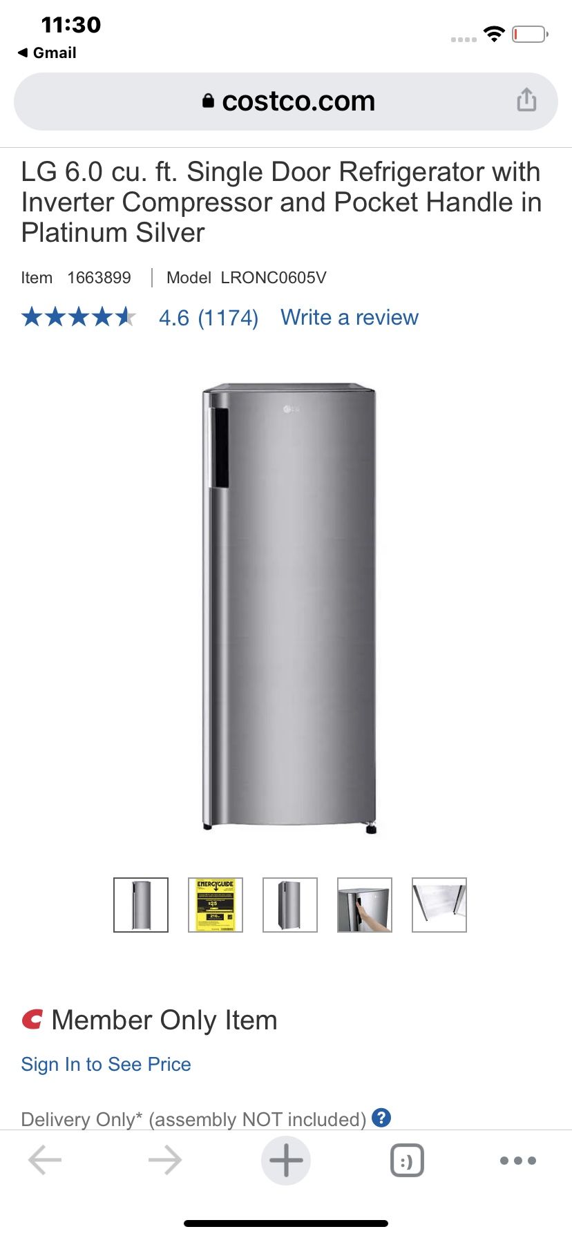 LG Brand New Refrigerator Freezer 6.0 Cubic fT In Box