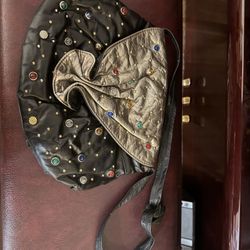 MOVING SALE Prima Moda black & bronze leather purse with stones