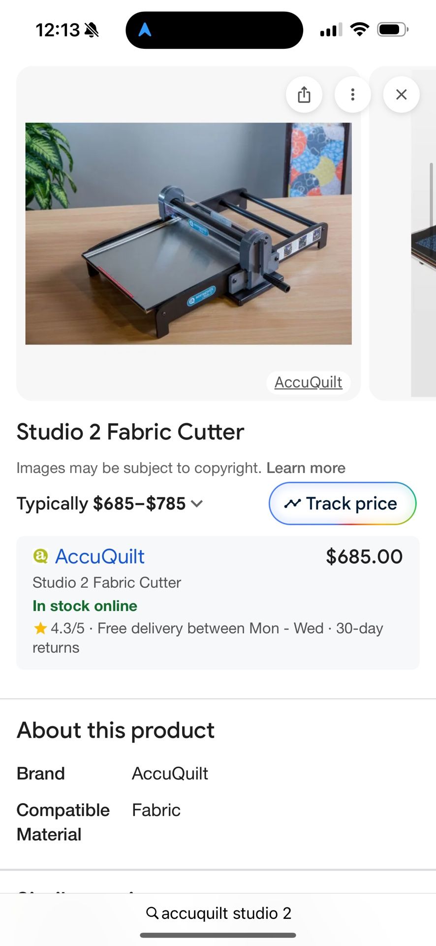 Accuquilt Studio 2 Fabric Cutter