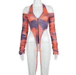 Multicolor Splash Runched Sleeve Mesh Top ( Boutique Items)