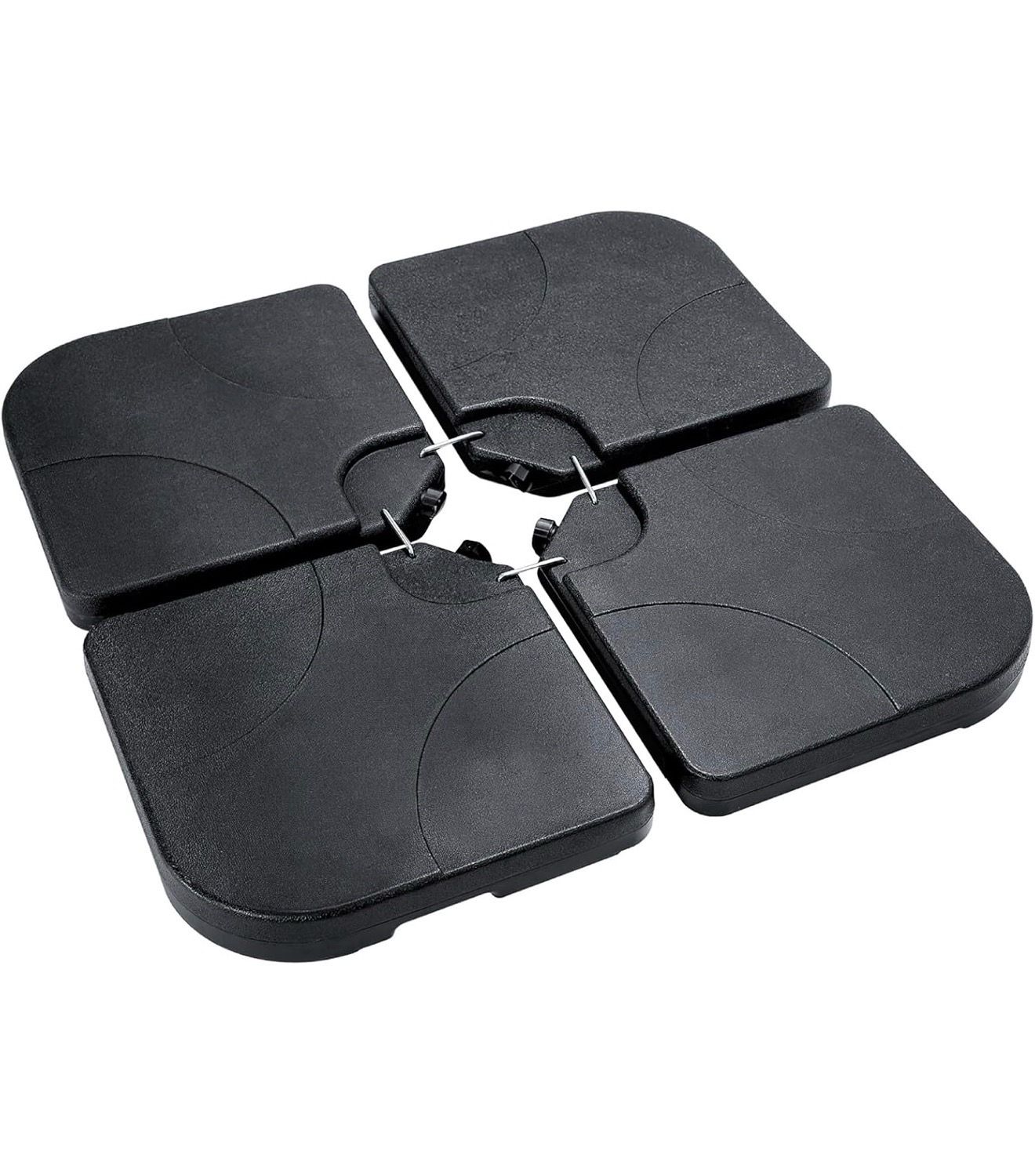 Patio Umbrella Stand Base - 4-Piece 221lbs Outdoor Offset Cantilever Umbrella Heavy Duty Weights Square Base Water or Sand Refillable Plate Set with 4