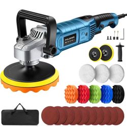 Buffer Polisher Kit for Car - 1600w 6/7 Inch Rotary Polisher Buffer Waxer,7 Variable Speed 1000-3300rpm,Detachable Handle Buffing Machine for Car Boat