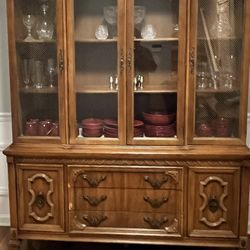 2 Piece China Hutch And Cabinet. Solid Cherry Wood. 62” Wide, 18”deep, 76” High