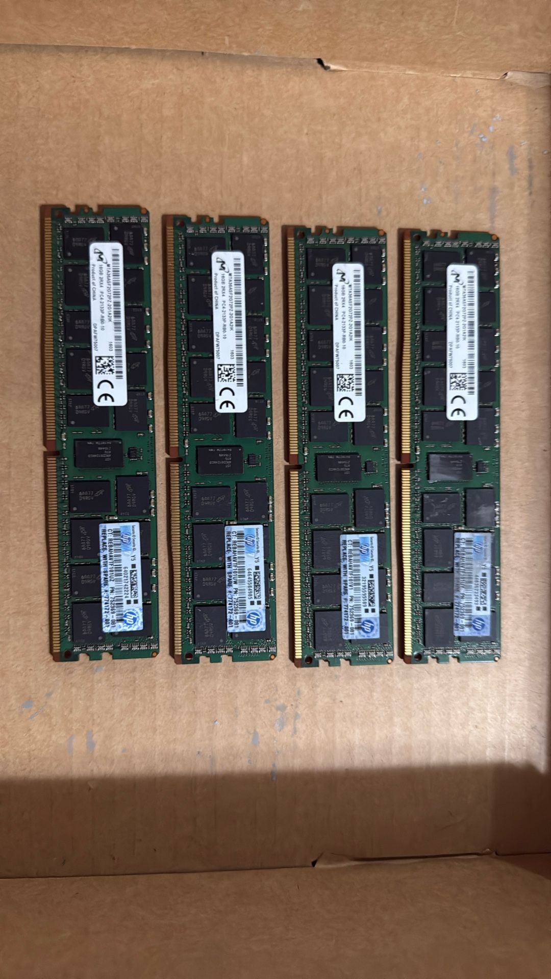 64 Gb (4x16Gb) Server Memory Sticks ECC
