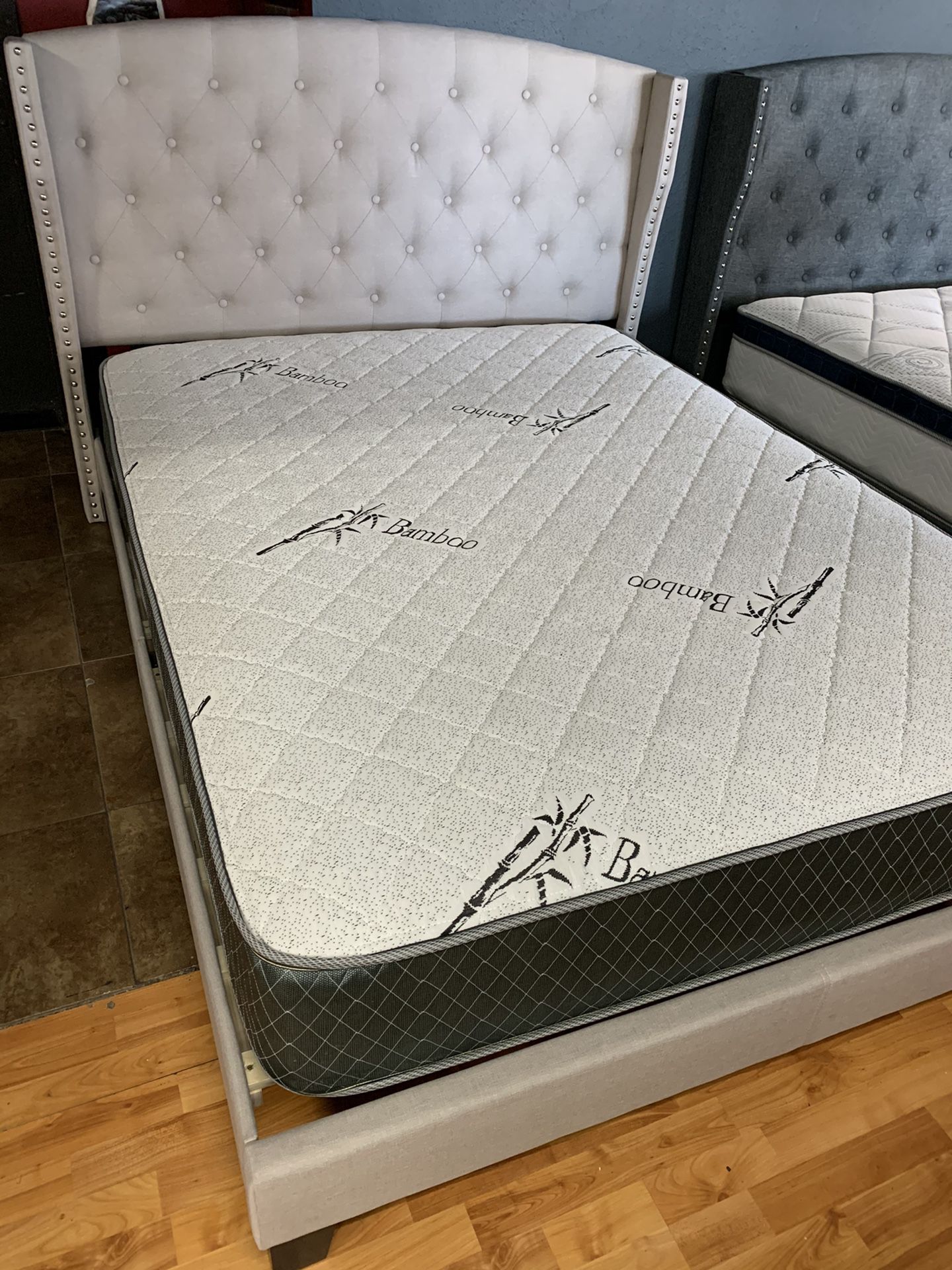 ⬛️ BLACK FRIDAY SALE ⬛️. QUEEN BED FRAME ONLY $199 OR $349 WITH BAMBOO PILLOW TOP MATTRESS‼️