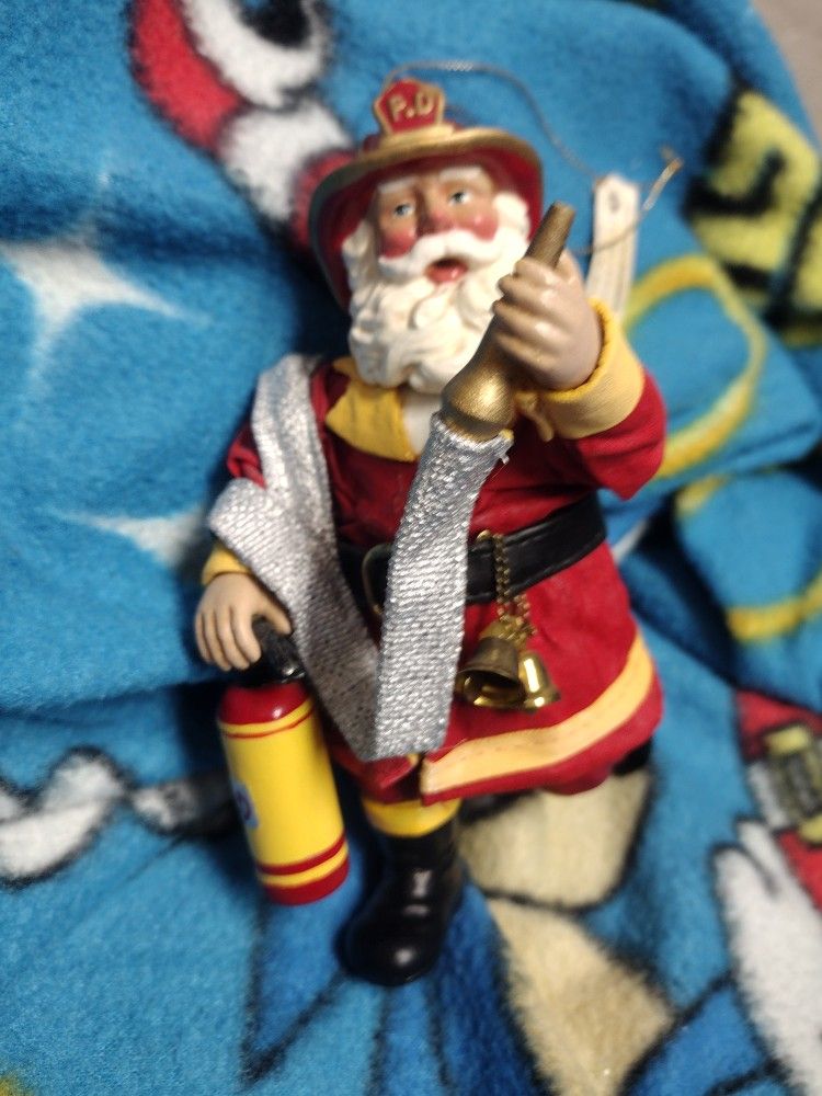 Dept 56 PASTIMES Firefighter Fireman Santa Claus Christmas Ornament