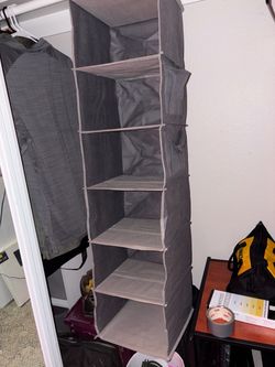 Gray Hanging Closet Organizer 6-Shelf