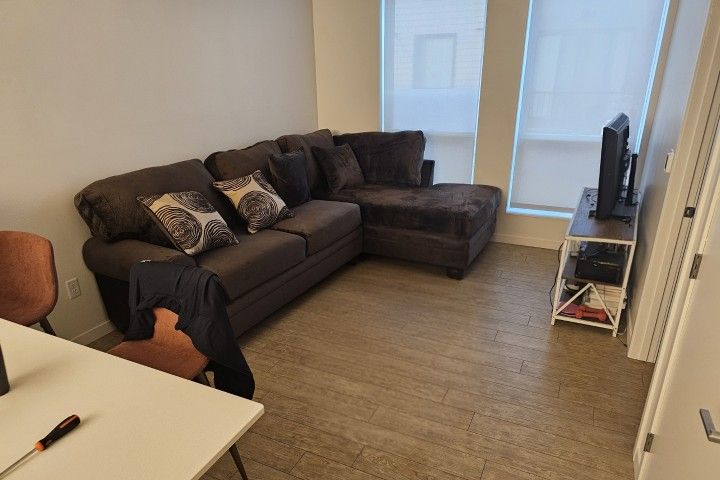 Brown Velvet 2 Piece Sectional Sofa BARELY USED Extremely Soft