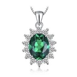 925 Sterling Silver Jewelry, Palace, Princess, Diana Emerald Pendant [PEN-32]