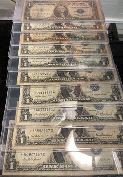 Silver certificate one dollar notes