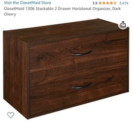ClosetMaid 1306 Stackable 2 Drawer Horizonal Organizer, Dark Cherry