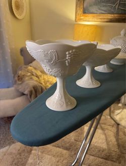 Milk Glass Pedestal Compote Bowl