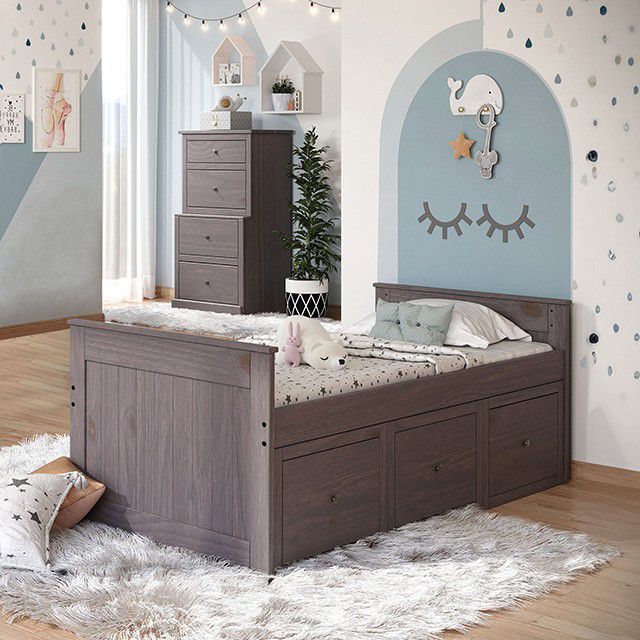Brand New Grey Twin Size Daybed w Trundle Drawers 