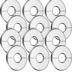Patelai 12 Pcs Stainless Steel Wall Split Flange Round Plate Shield Pipe Cover Decoration PEX Tube, Chrome Finish (0.866 in)