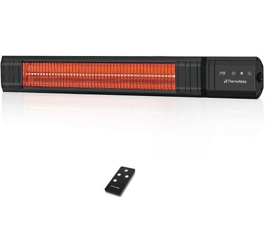 Patio Heater for Outdoor, Electric 1500W IP65 Waterproof with Remote, 9 Heating Levels & 24H Timer for Restaurant Backyard, Plug-in 120V Black