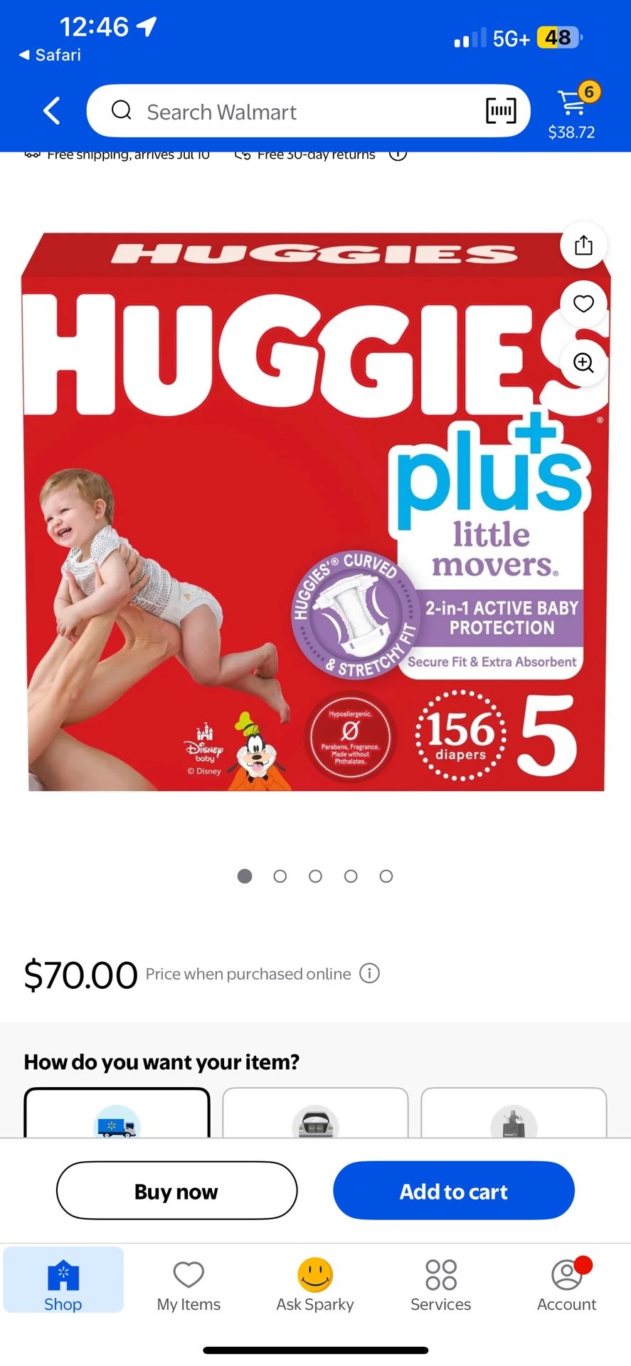 Size 5 Diapers Huggies Plus 156ct