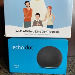 Echo Dot 4th Gen + 4 Wi-Fi Smart Bulbs 