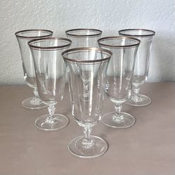 Vintage Wheaton Lead Crystal Goblets Set of 6 Gold Rim