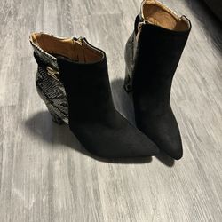 Snake Print Block Heel 