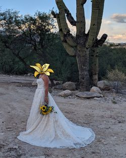 Beautiful ivory lace wedding dress