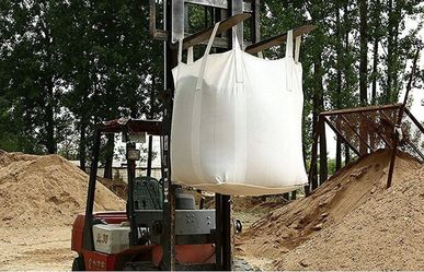 One FIBC Bulk Bag Super Sack 1 Ton 2200 lbs Heavy Duty Liner 35”L x 35” W x 43” H SWL Woven Duffle Top Flat Bottom Polypropylene Bags