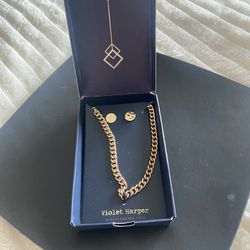 Gold Chain Necklace And Earrings