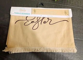 Embroidered Easter Table Runner Holiday Size 14" X 72"