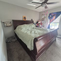 Ashley Wooden King Size Bed, Dresser, 2 Night Stands