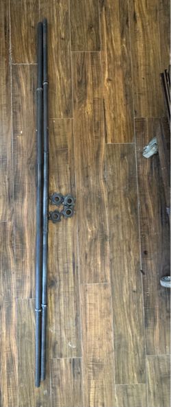 6 FT Standard Threaded Barbell Bars with Spin-Lock Collars  Standard-size 6 ft threaded weight bars