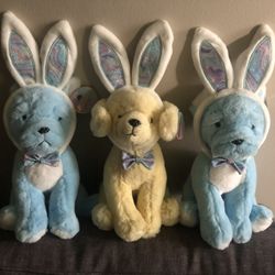 FAO SCHWARZ Easter Dog plush, lot of 3