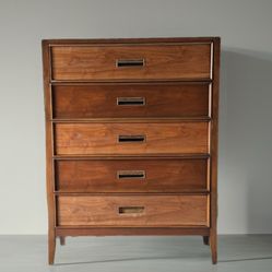 Drexel Vintage MCM Walnut Highboy 5 Drawer Dresser 