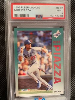 1992 fleer update mike piazza rookie card psa 9 !